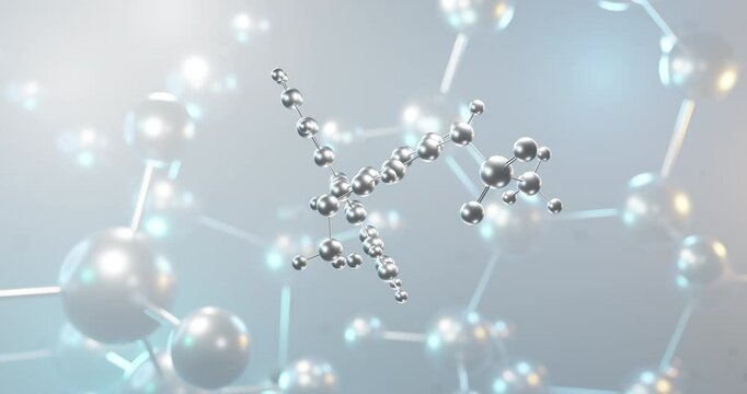 Amsacrine rotating 3d molecule, molecular structure of anticancer agent, seamless video