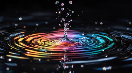 A holographic splash of prismatic colors dissolving into the void