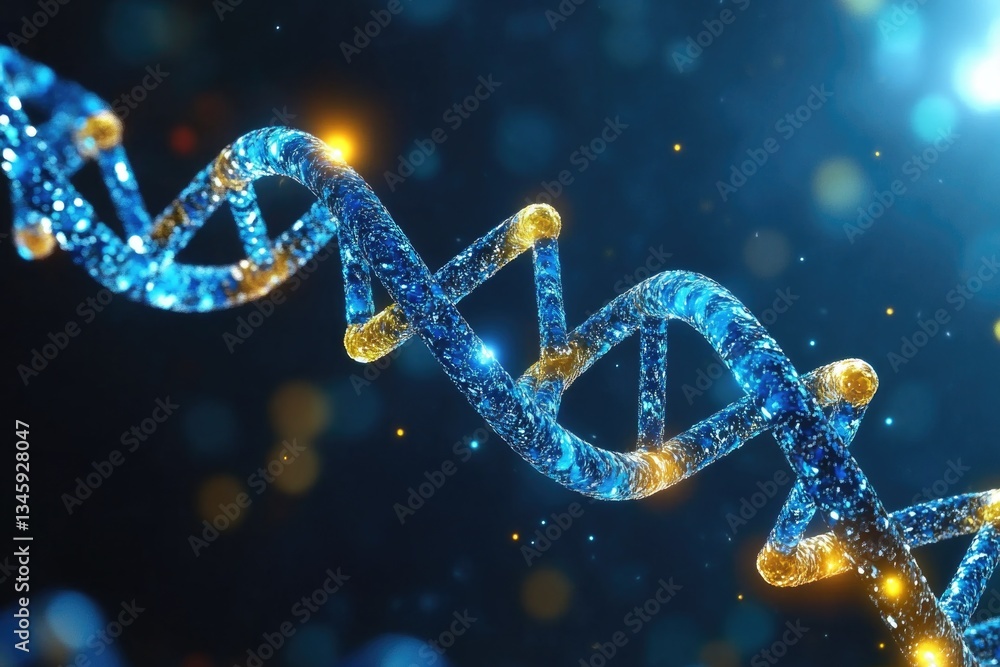 Poster a microscopic view of two complementary strands of dna entwined together
