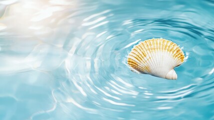 Fototapeta premium Rustic Seashell Amidst Swirling Water And Sunlight Reflections