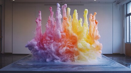 A pulsating cloud of vibrant ink splashes shifting in real time