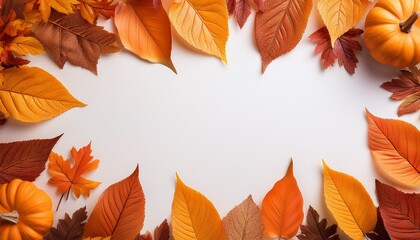 Obraz premium orange fall leaves border background