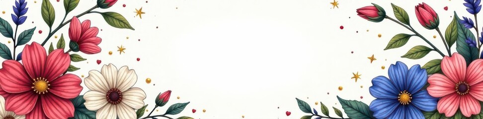 Obraz premium Hand-drawn floral wreath, celestial elements, energy quote , poster, peace, inspirational