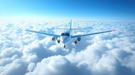 Obraz premium Airplane Flying Above Clouds Scenic View Travel