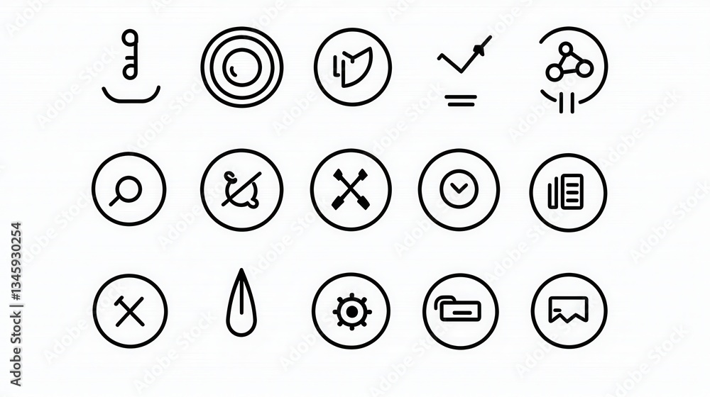 Poster a set of minimalist and elegant icons with a clean outline based design suitable for user interfaces