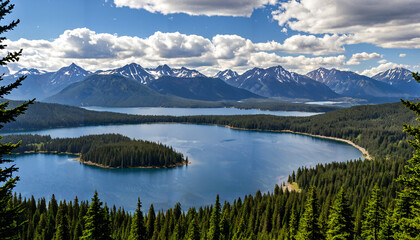 Le paysage naturel avec des montagnes et un lac