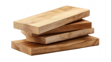 Stacked Wooden Planks on White Background with Natural Texture