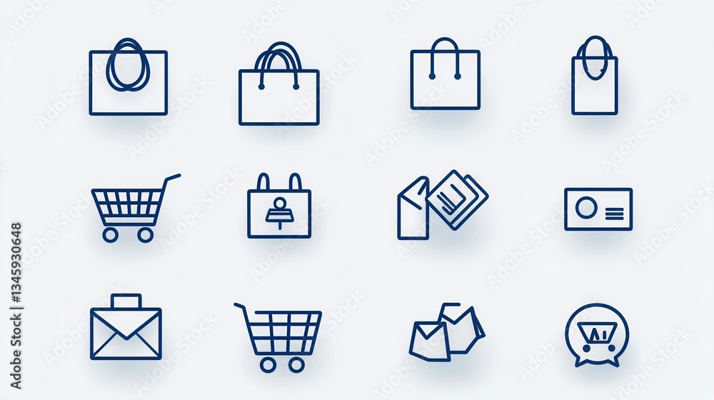 Poster a collection of simple and stylish shopping related icons in a minimalist outline design perfect for