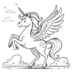 Fototapeta premium Cute Unicorn Coloring Page