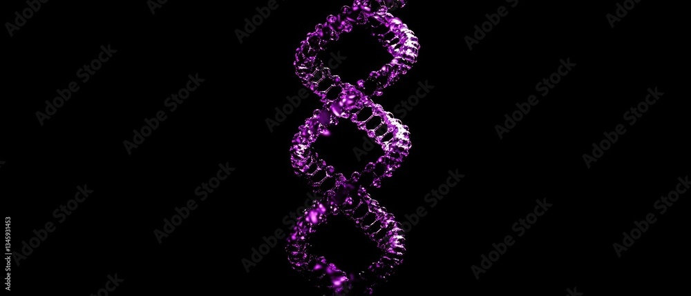 Poster a close-up view of a double strand of dna on a black background