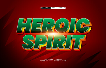 heroic spirit editable text effect with a super and brave text effect