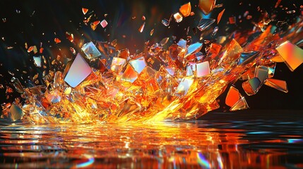 A glowing prismatic paint splash resembling shattered glass reflections