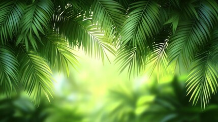 Obraz premium Lush Tropical Palm Leaves Green Nature Background
