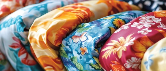 High-quality image of vibrant Hawaiian fabrics, perfect for design and creative projects