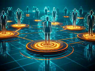 Global network, digital connections, business communication, futuristic background, teamwork illustration