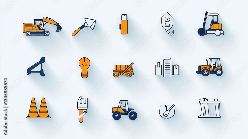 Poster a collection of 15 minimalist outline icons representing various elements commonly associated with c