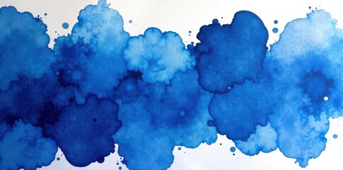 Obraz premium Deep indigo watercolor blotches, feathery edges , fine art, ink, backdrop