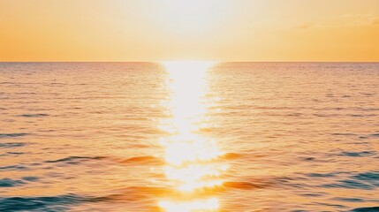 Obraz premium Glistening Sun Sets Over Expansive Ocean, Tranquil Scene