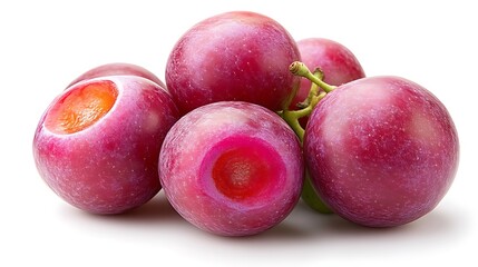 Fototapeta premium Red Grapes Cluster for Cut Open, White Background.