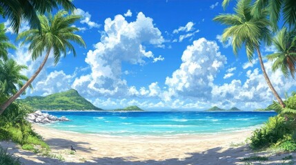 Tropical Beach Paradise Sunny Day Vacation Island