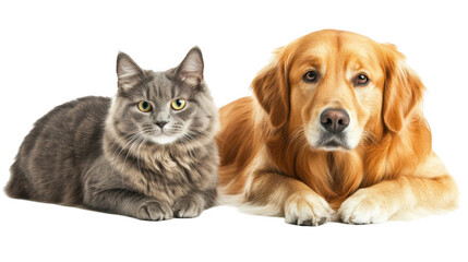 Fototapeta premium Loyal Companions: Cat and Dog Together in Harmony and Friendship