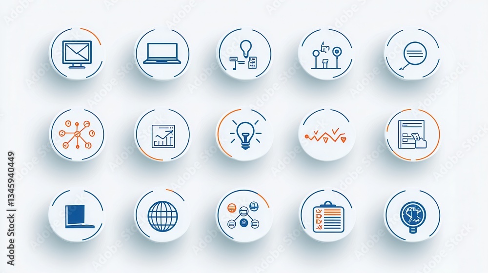 Poster a collection of icons representing various tools and features for task management workflow optimizat