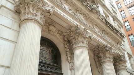 Obraz premium Ornate Building Facade with Intricate Column Carvings