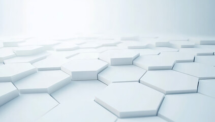 Modern white abstract background with geometric hexagonal 3D shapes in seamless pattern