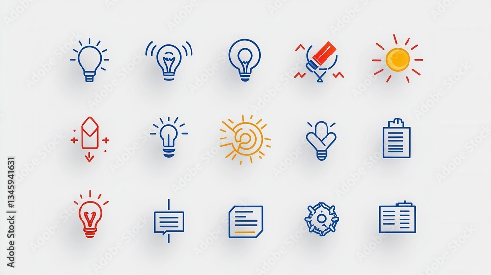 Poster a set of 16 minimalistic outline icons representing various aspects of career development such as id
