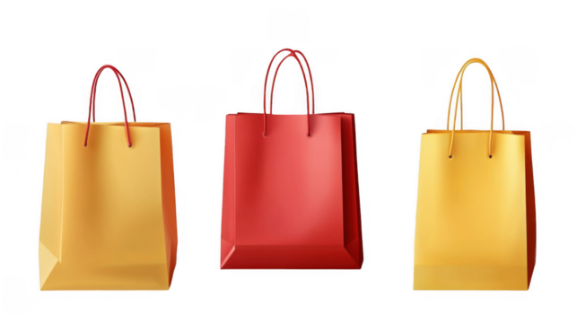 Colorful Shopping Bags for Retail and Fashion Use on a Black Background