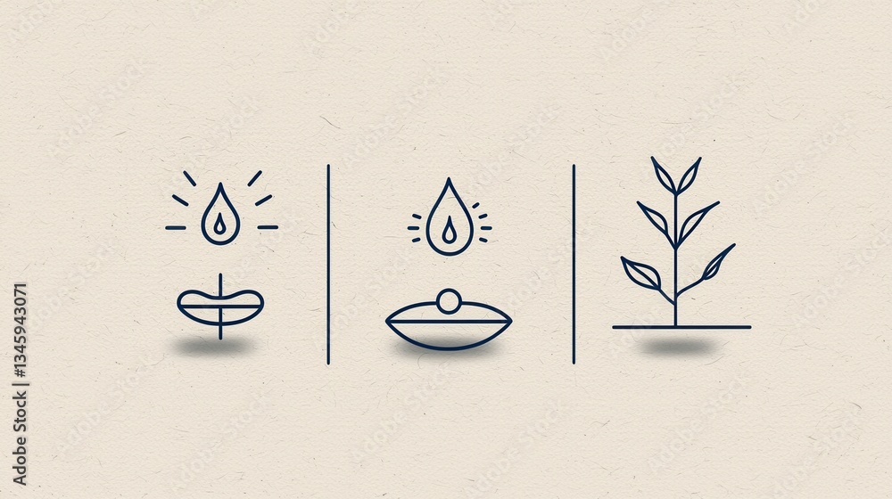 Poster A set of simple yet elegant outline icons representing different aspects of wellness health and inner balance