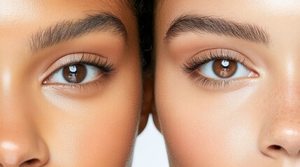 Naklejka premium Editorial beauty guide focusing on skincare preparation and makeup finishing touches, showcasing a luxurious and high-definition aesthetic with premium products for a flawless, radiant look.