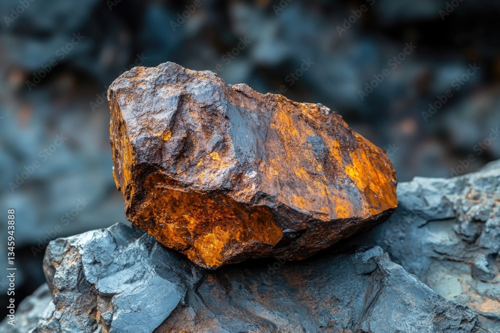 Poster a large rock sits atop a stack of smaller rocks, creating a natural formation