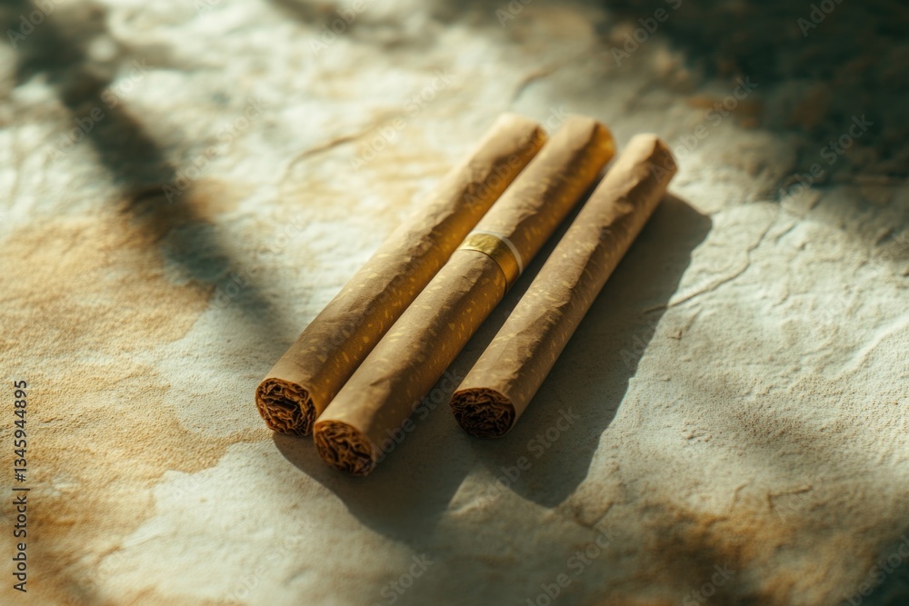 Poster a pair of cigars resting on a piece of paper, ideal for use in editorial or commercial contexts