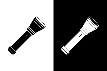 Download Flashlight Silhouette Crisp Black & White Vector.