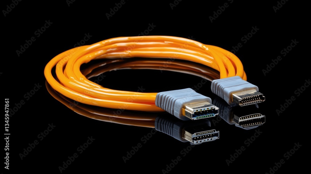 Poster two cables connected end-to-end in a close-up shot