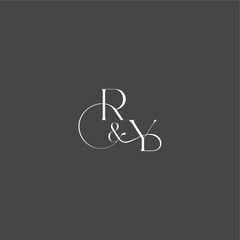 monogram wedding logo concept initial with line RY luxury curvy style letter