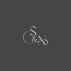 monogram wedding logo concept initial with line SN luxury curvy style letter