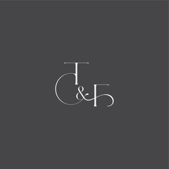monogram wedding logo concept initial with line TF luxury curvy style letter