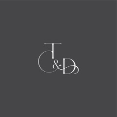 monogram wedding logo concept initial with line TD luxury curvy style letter