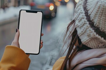 Detailed Picture of Woman Using Social Media Microblogging App on Phone