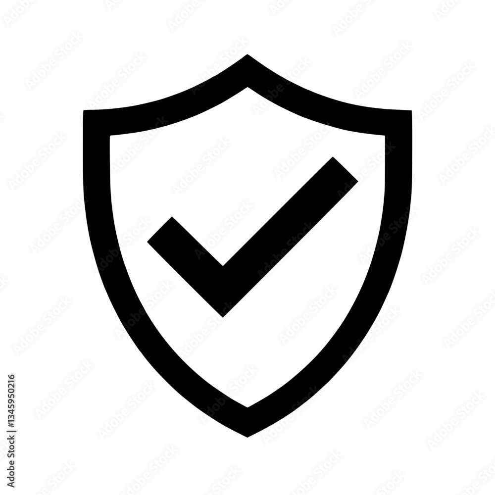 Poster security shield with checkmark: representing protection safety and confirmation ideal for digital tr