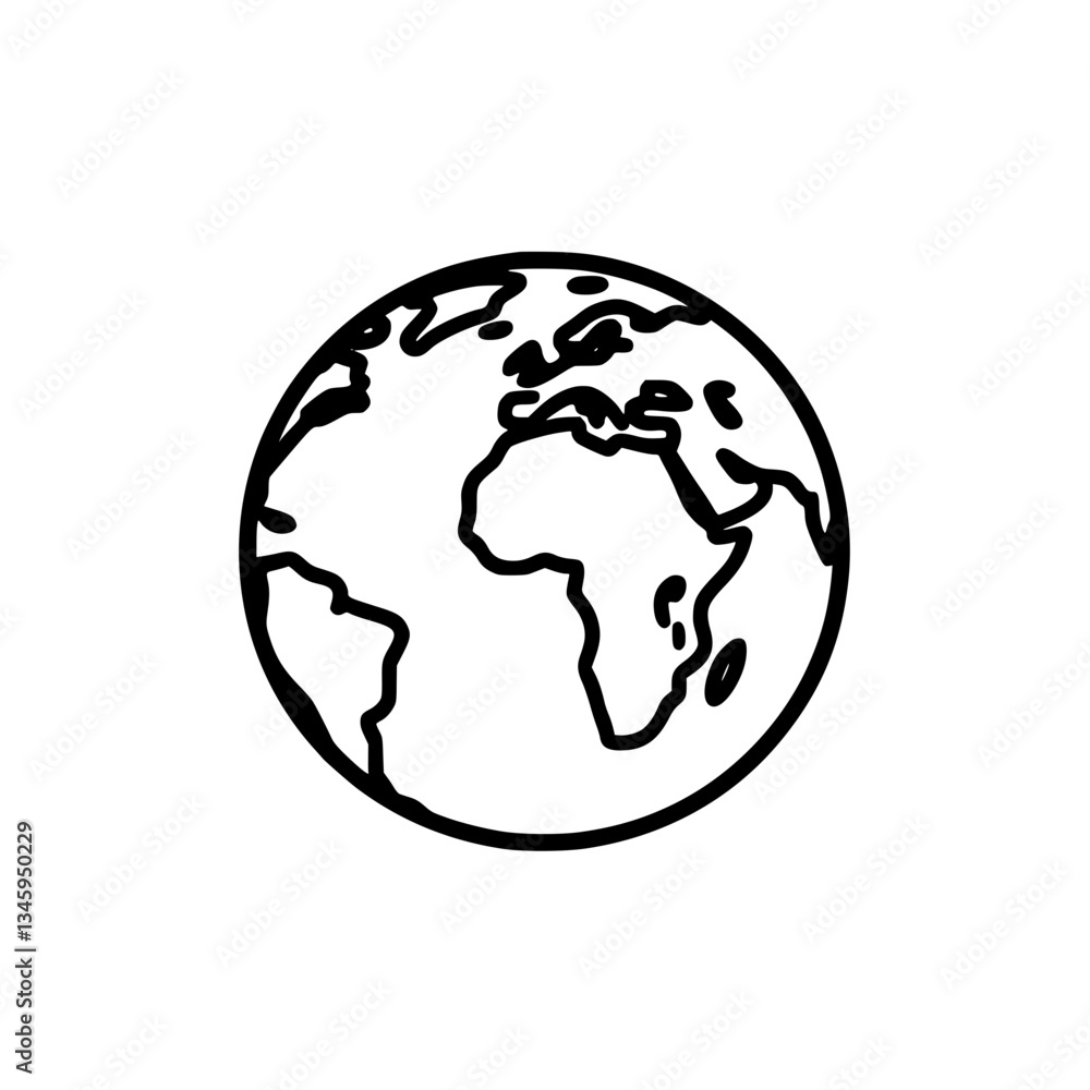 Poster global representation with continents outlined a minimalist design of our planet symbolizing unity a