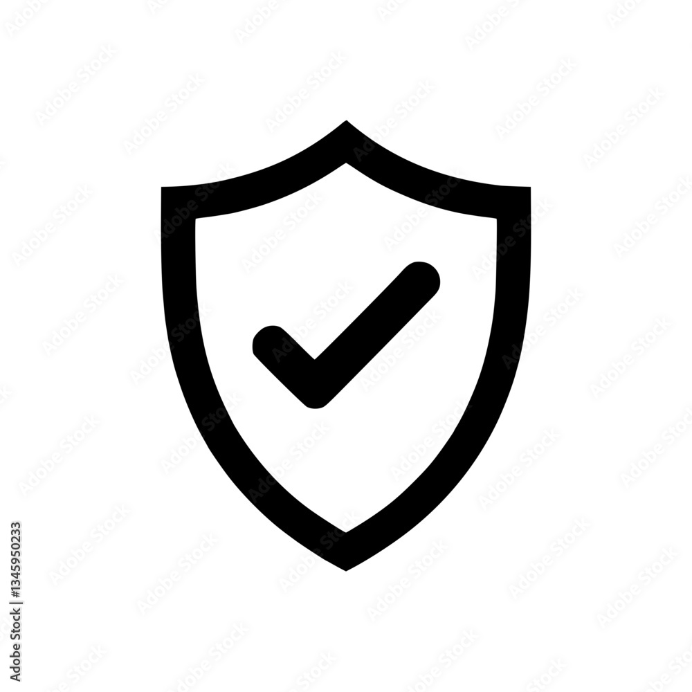 Poster security shield with a checkmark signifies protection validation and secure approval a reliable indi