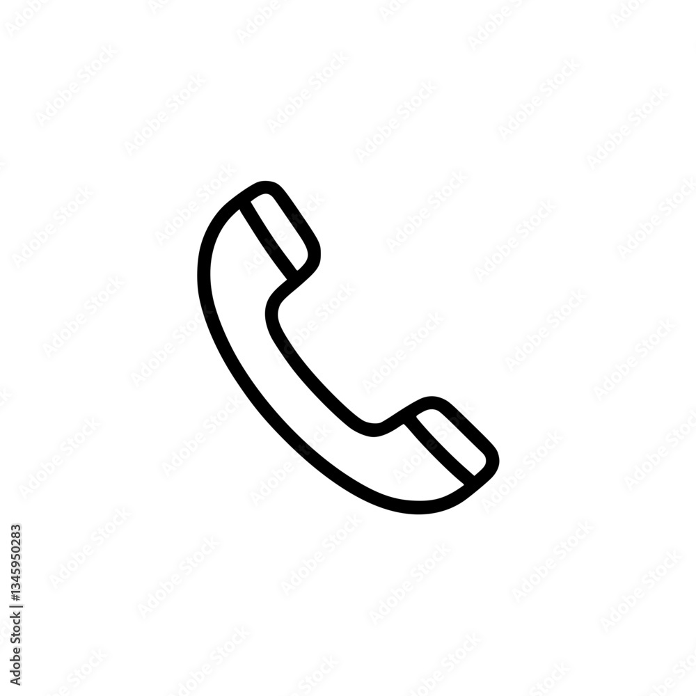 Poster phone handset icon signifying communication connection and information access depicted in a clear mi