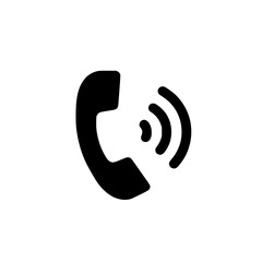 Ringing Phone Icon: Simple graphic representation of a traditional telephone receiver with sound waves indicating an active call