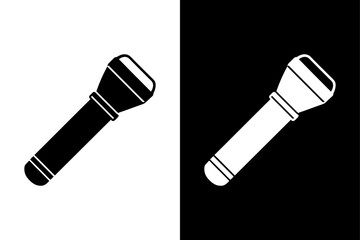 Flashlight Clipart Icon Clean Black & White Vector Graphic.
