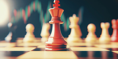 Corporate Chess: Game of Strategy with Financial Data and Charts in the Background

