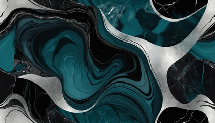 Fluid metallic waves with blue and brown swirls