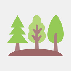 Icon forest. Camping and adventure elements. Icons in flat style. Good for prints, posters, logo, advertisement, infographics, etc.